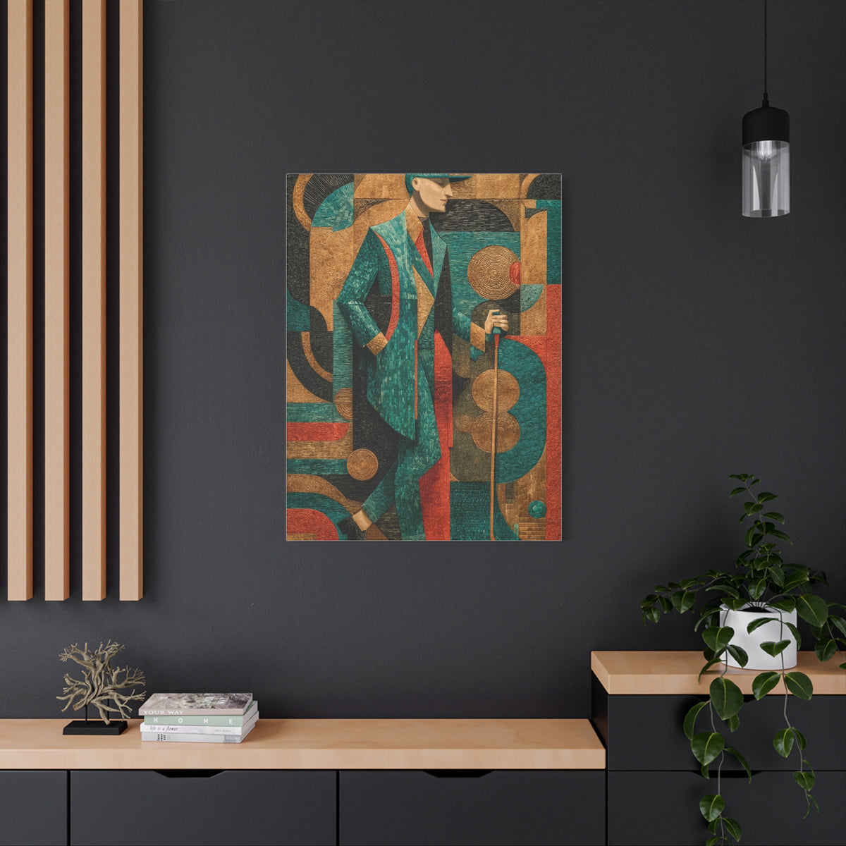 Art Deco Golfer Graphic Composition Wall Art & Canvas Print
