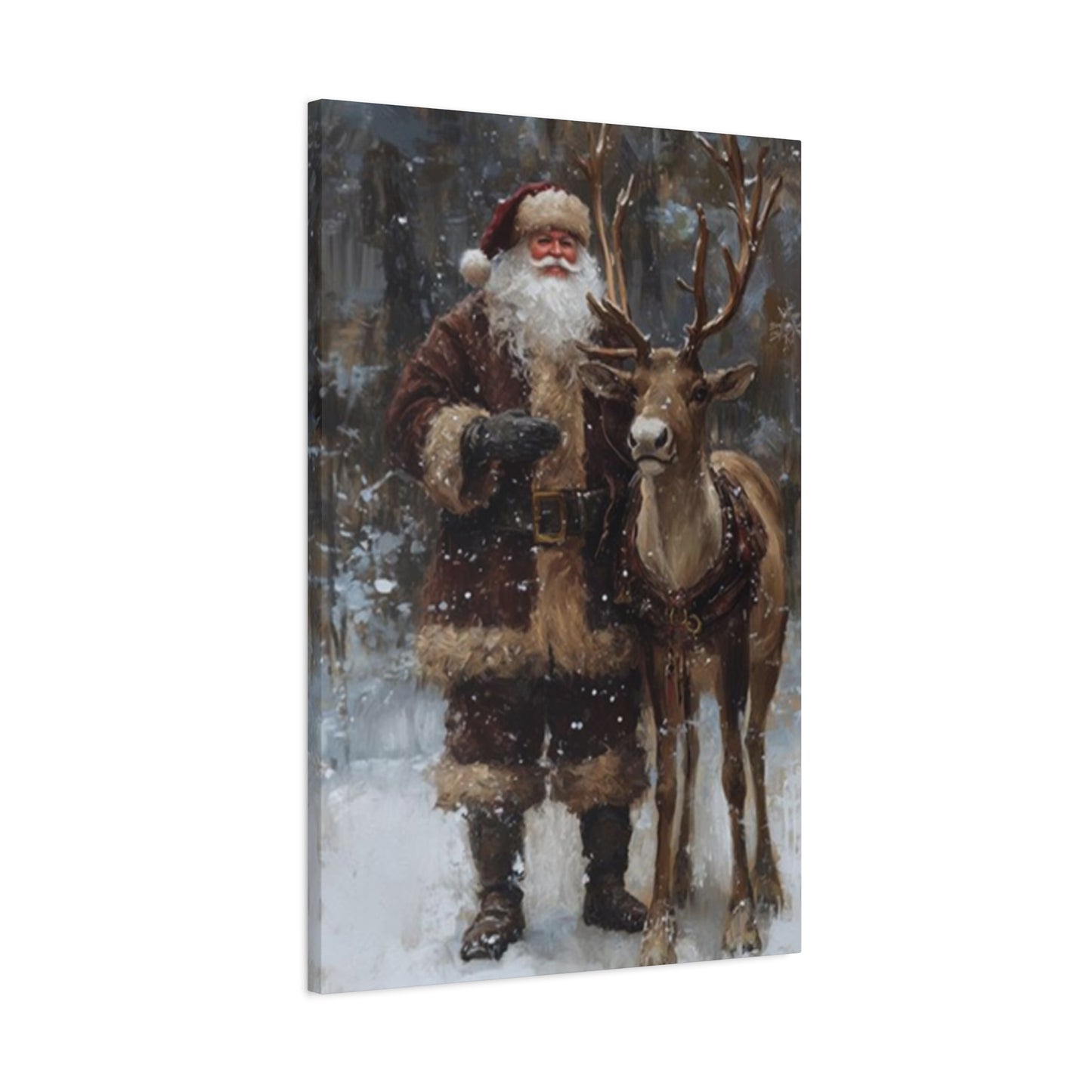 Santa Claus And Reindeer Photo Wall Art & Canvas Prints