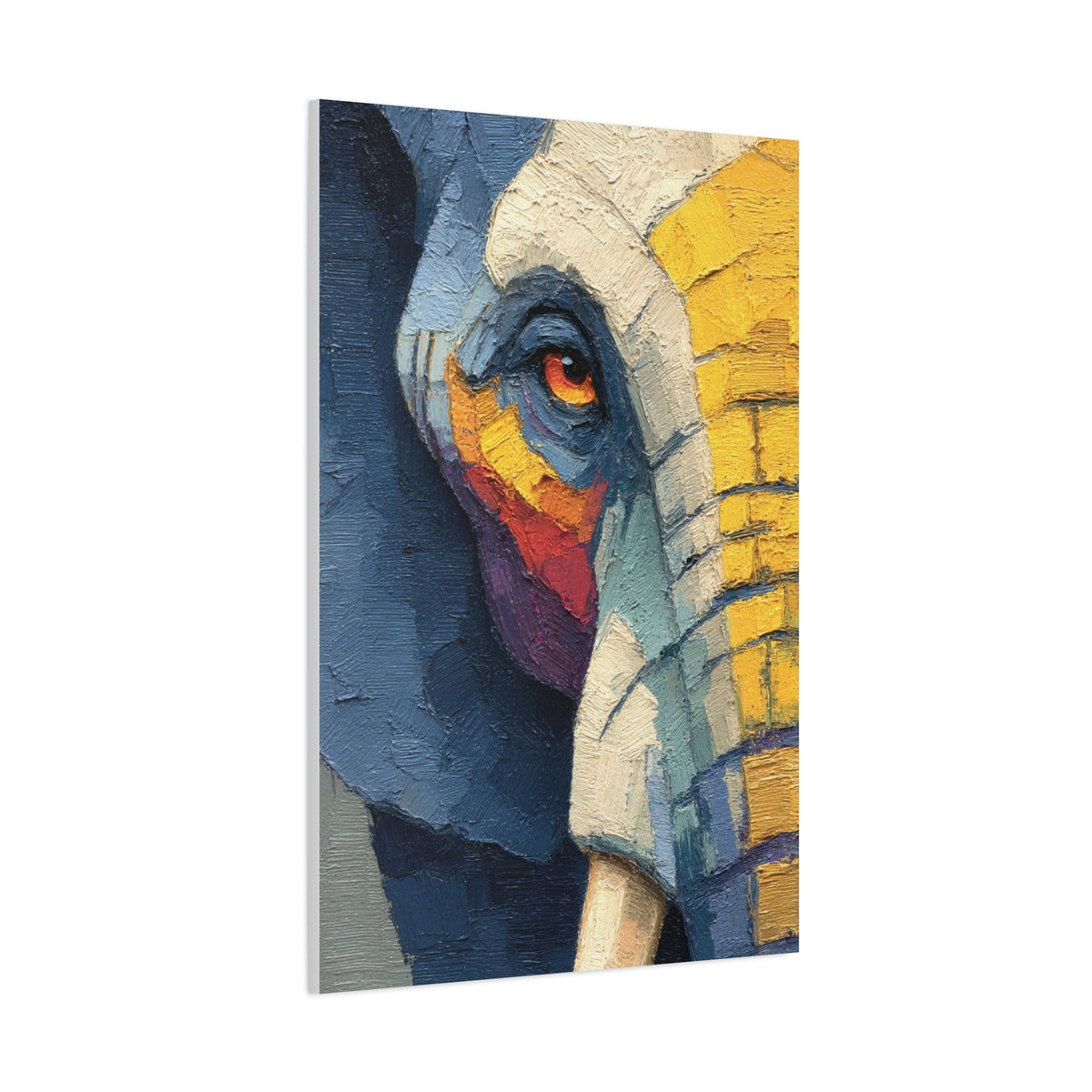 Expressive Oil Impasto Elephant Close-Up Wall Art & Canvas Print