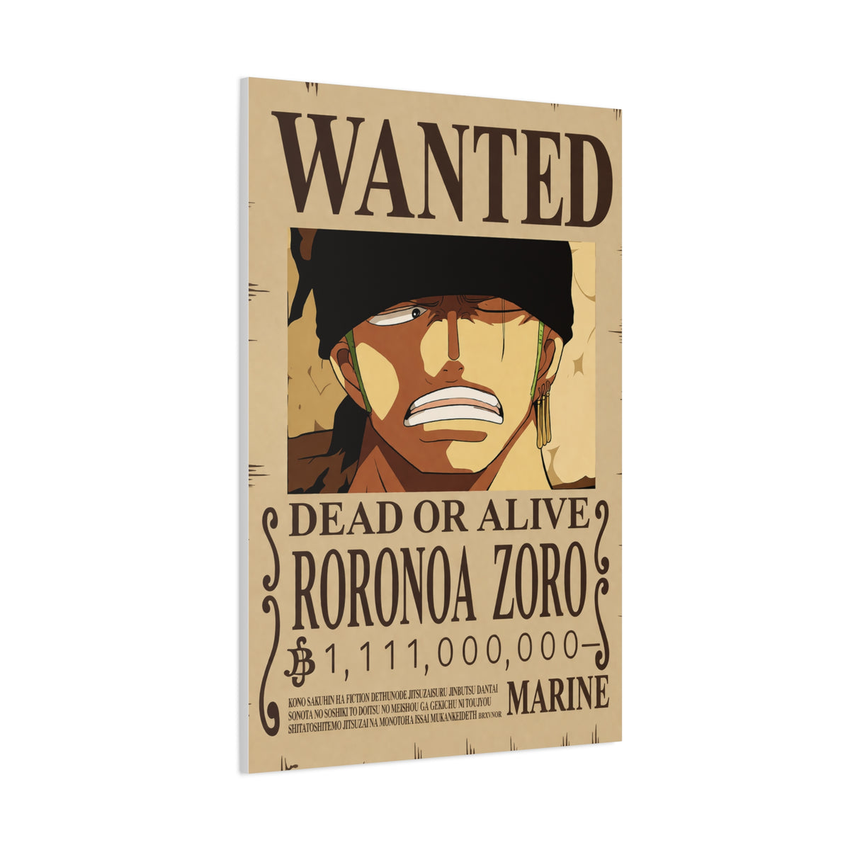 One Piece Roronoa Zoro Wanted Poster Wall Art & Canvas Print