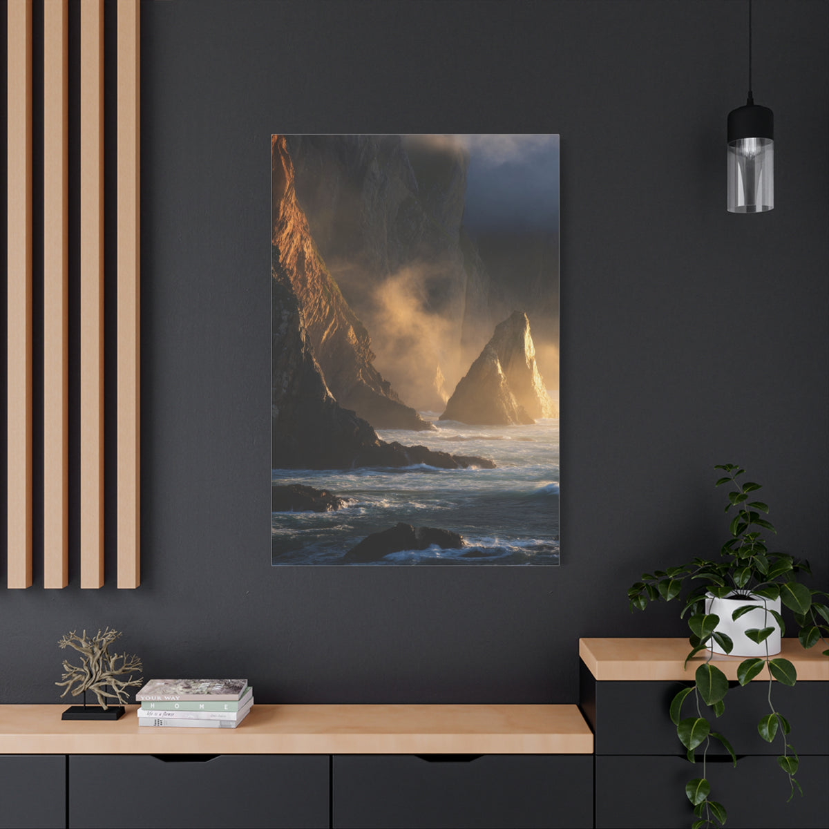 Dramatic Golden Light Coastal Cliffs Wall Art & Canvas Print