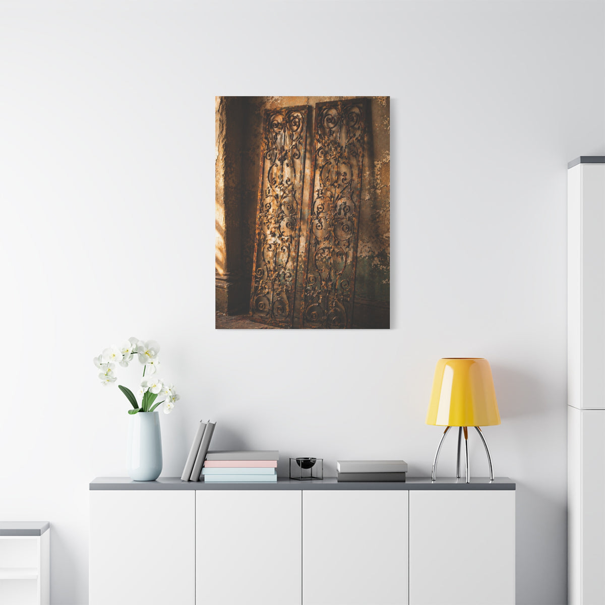 Wrought Iron Shutter Study Wall Art & Canvas Print