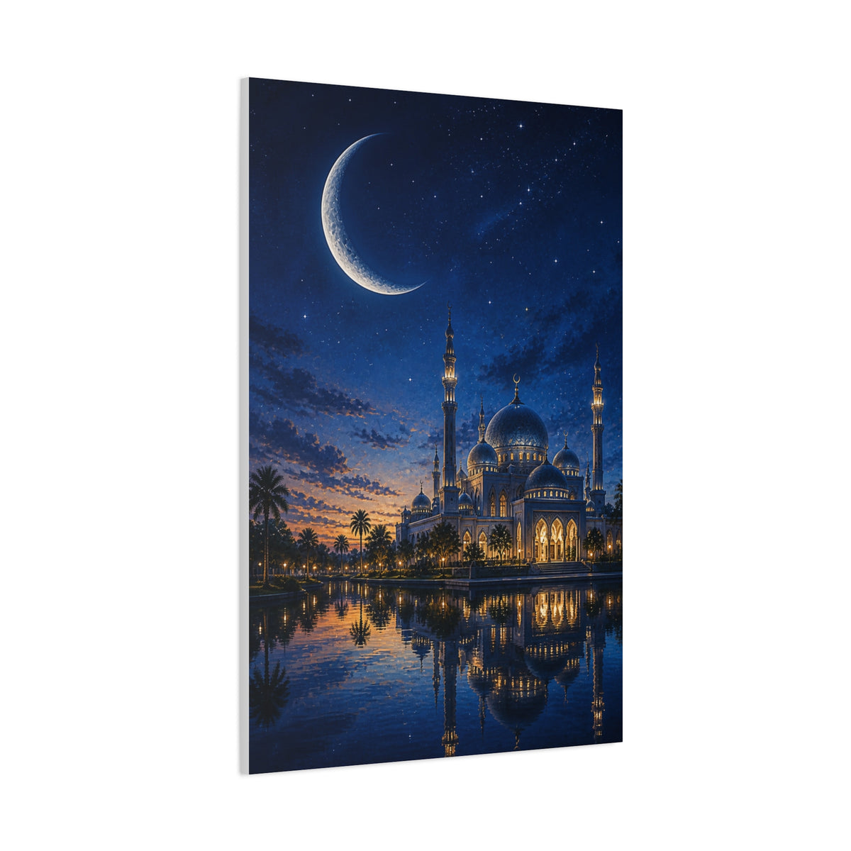 Crescent Moon Mosque Reflection Wall Art & Canvas Print