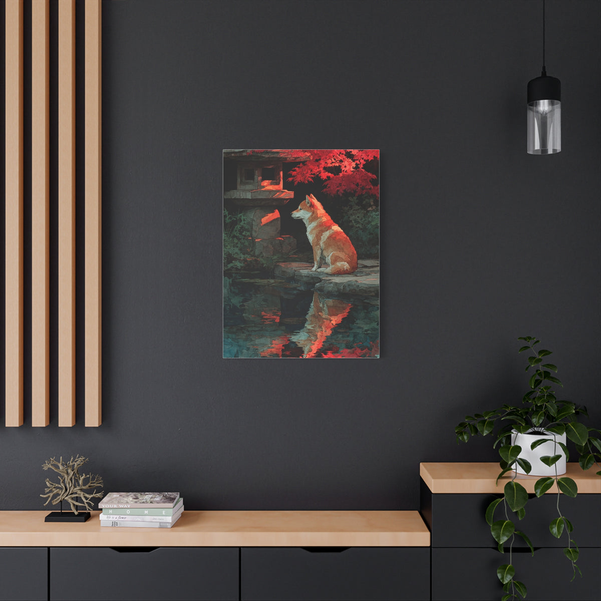 Shiba Inu Kyoto Garden Reflection Wall Art & Canvas Print