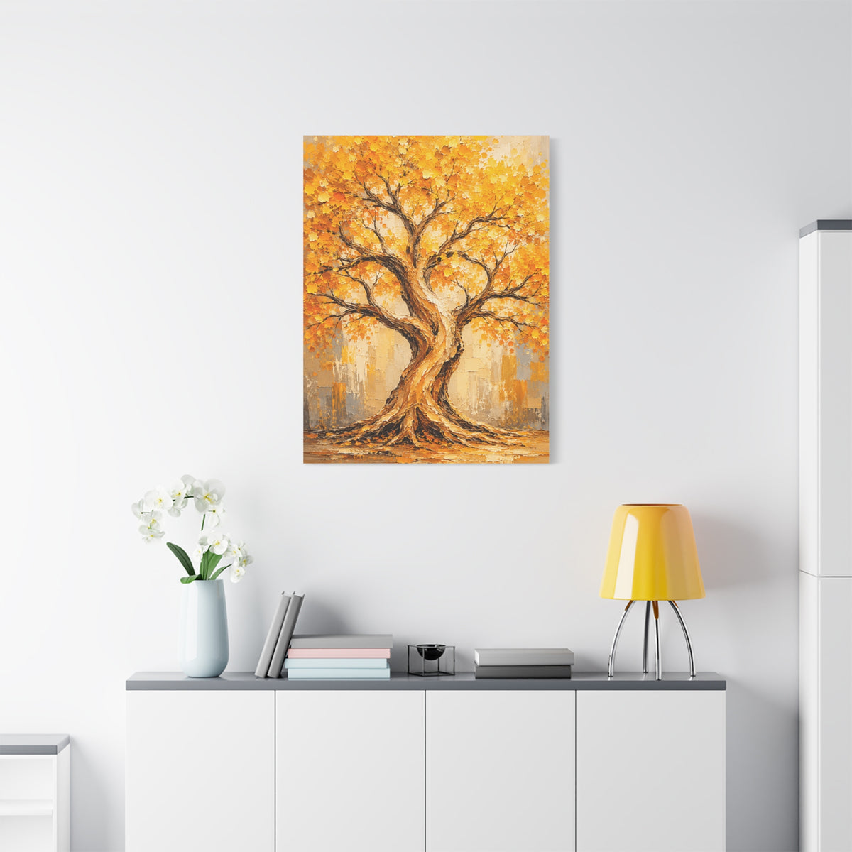 Golden Autumn Tree Impressionist Scene Wall Art & Canvas Print