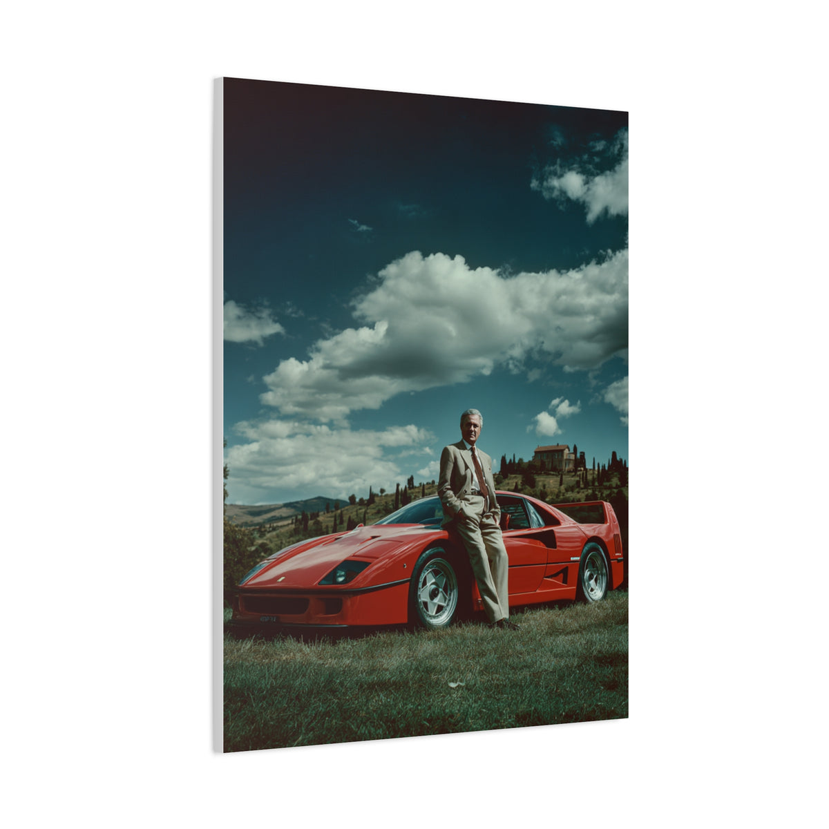 Enzo Ferrari Standing Beside the Ferrari F40 (1987) Wall Art & Canvas Print