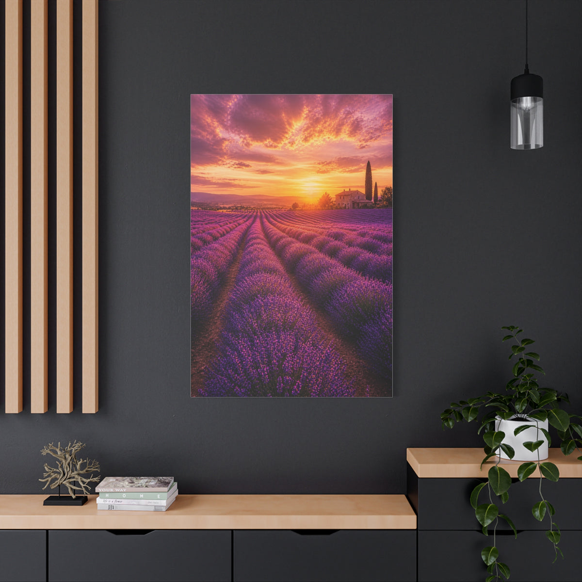Lavender Fields Sunset Landscape Wall Art & Canvas Print