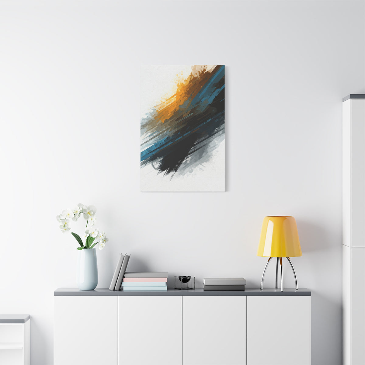 Gold and Blue Motion Abstract Wall Art & Canvas Prints