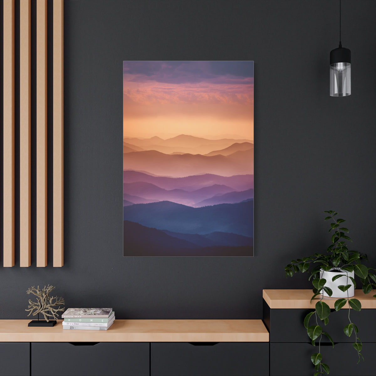 Layered Sunset Mountain Landscape Wall Art & Canvas Print