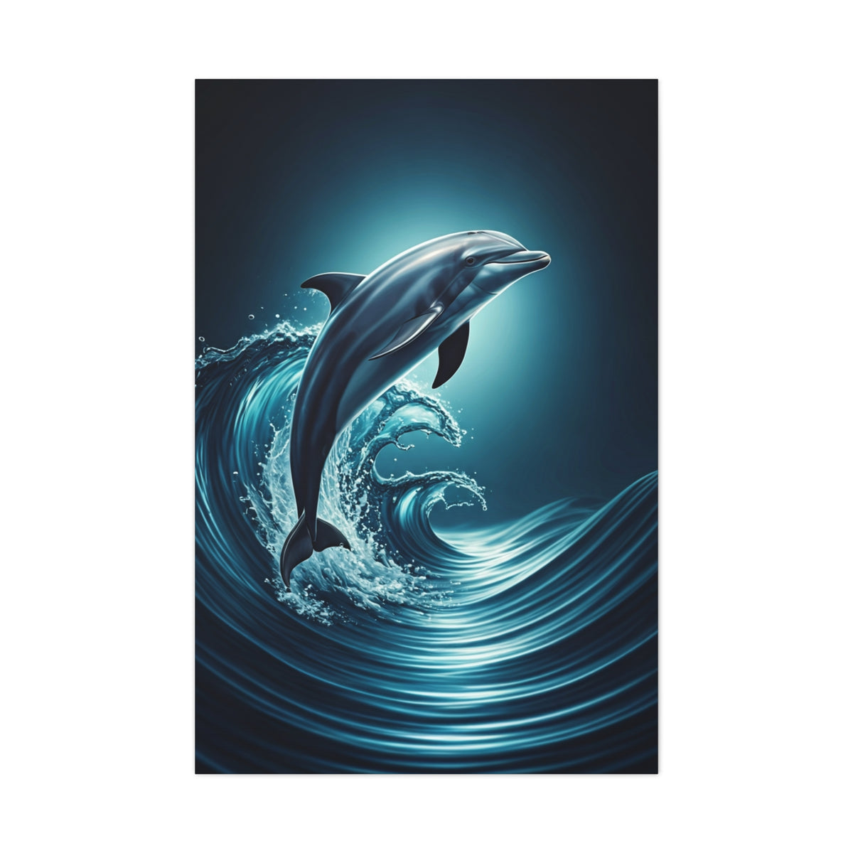 Dolphin Leaping Through Blue Ocean Waves Wall Art & Canvas Prints