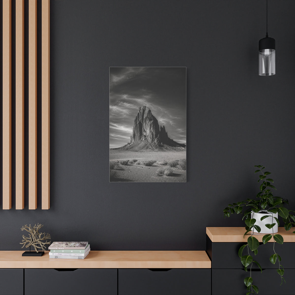 Desert Monolith Black and White Southwest Wall Art & Canvas Print