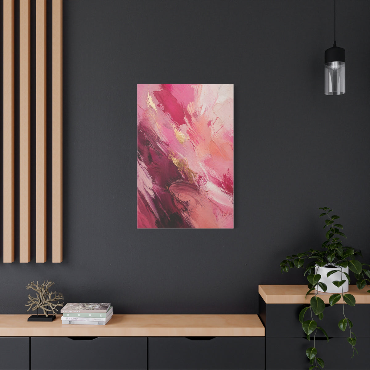 Pink Abstract Expressionist Brushstroke Wall Art & Canvas Print