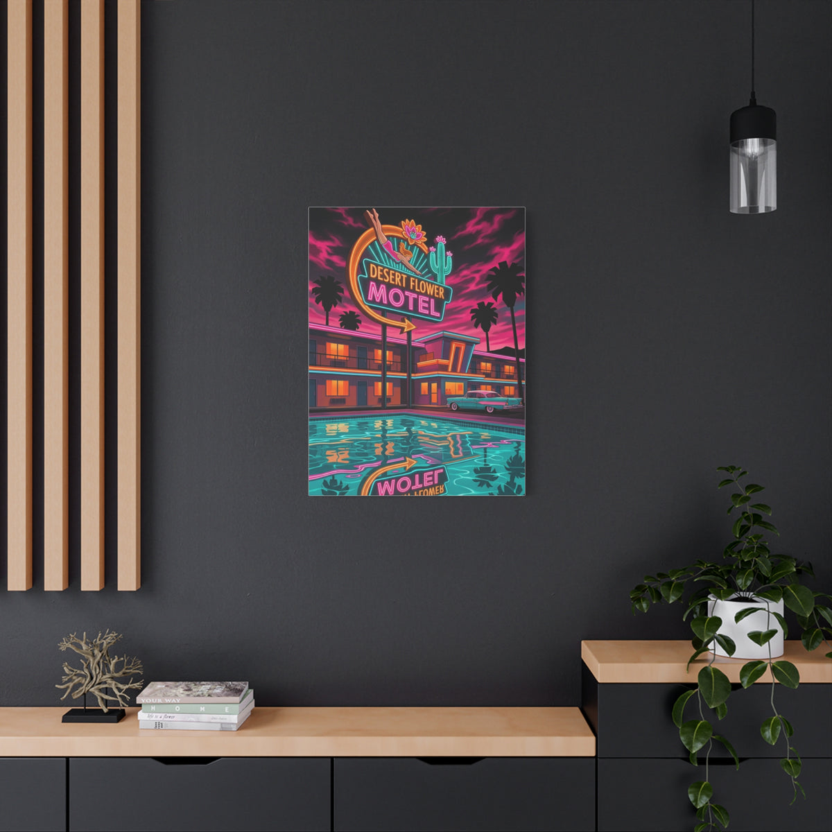 Retro Desert Flower Motel Pop-Art Wall Art & Canvas Print