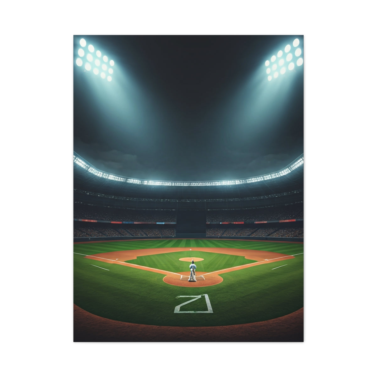 Night Baseball Stadium Lights Wide Scene Wall Art & Canvas Prints