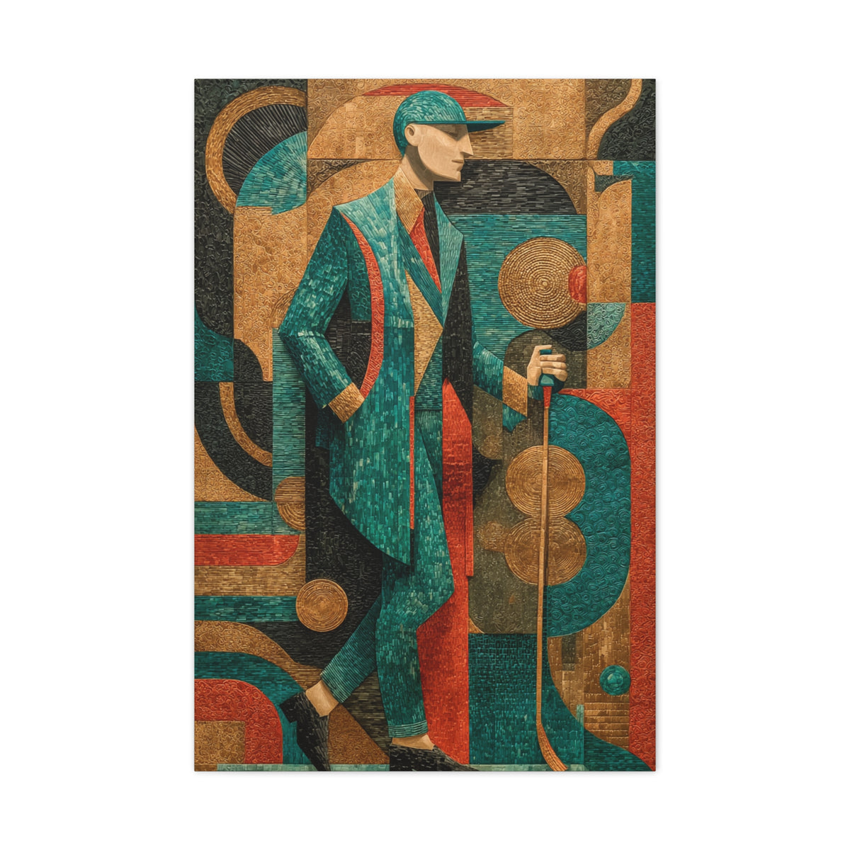 Art Deco Golfer Graphic Composition Wall Art & Canvas Print
