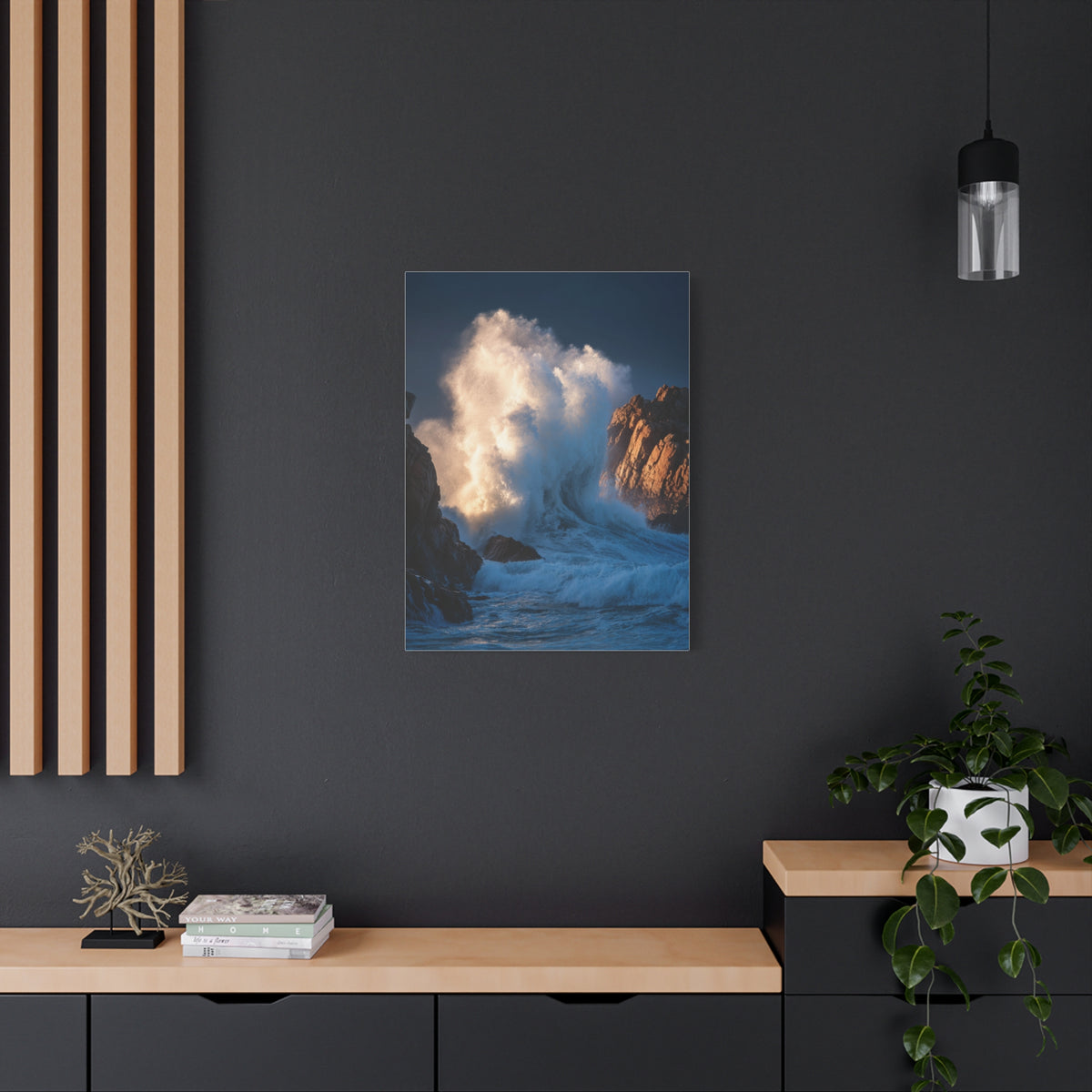 Storm Waves Crashing Against Coastal Rocks Wall Art & Canvas Print
