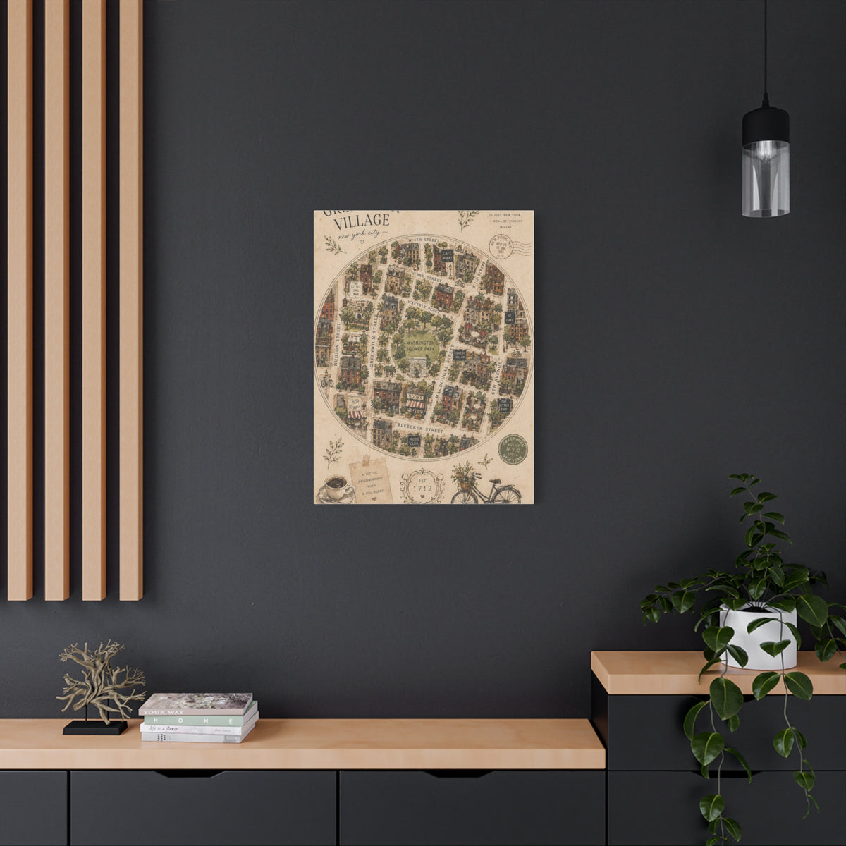Greenwich Village Illustrated Map Wall Art & Canvas Print