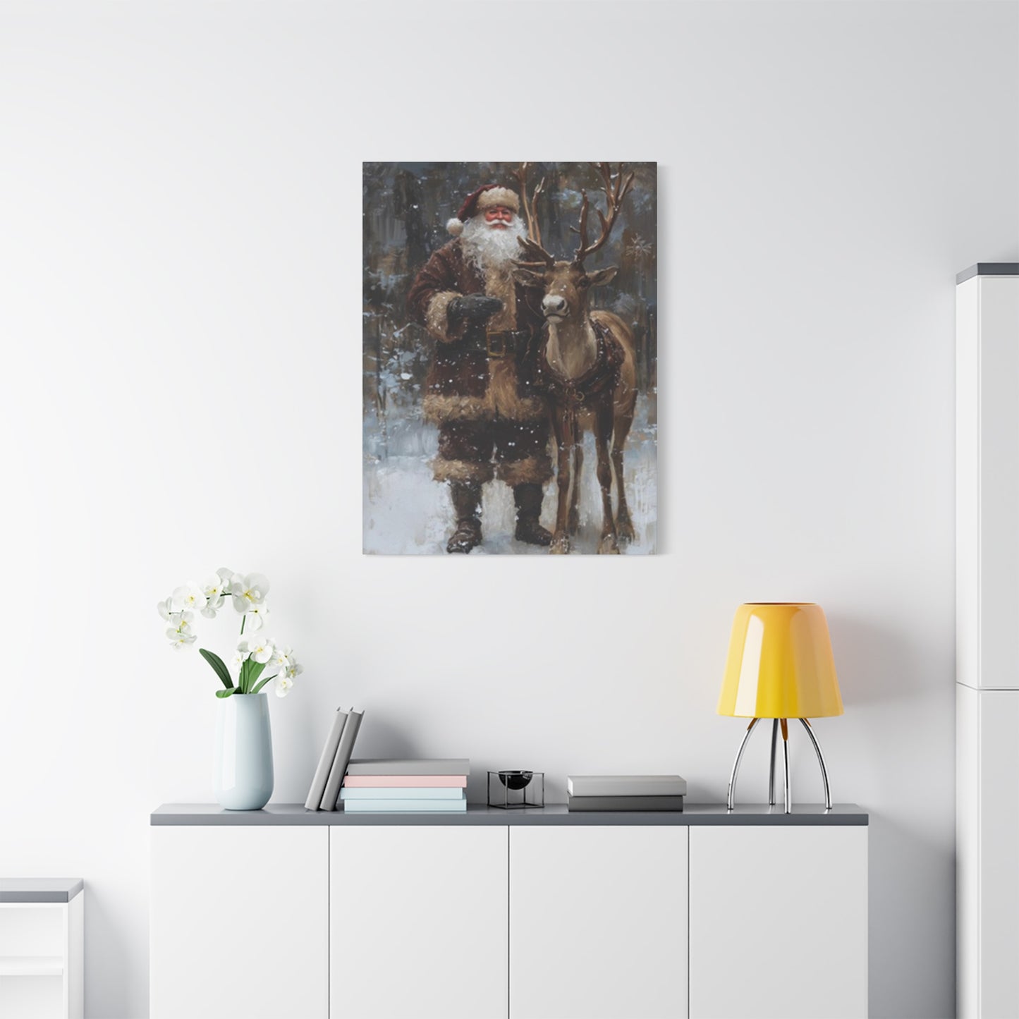 Santa Claus And Reindeer Photo Wall Art & Canvas Prints
