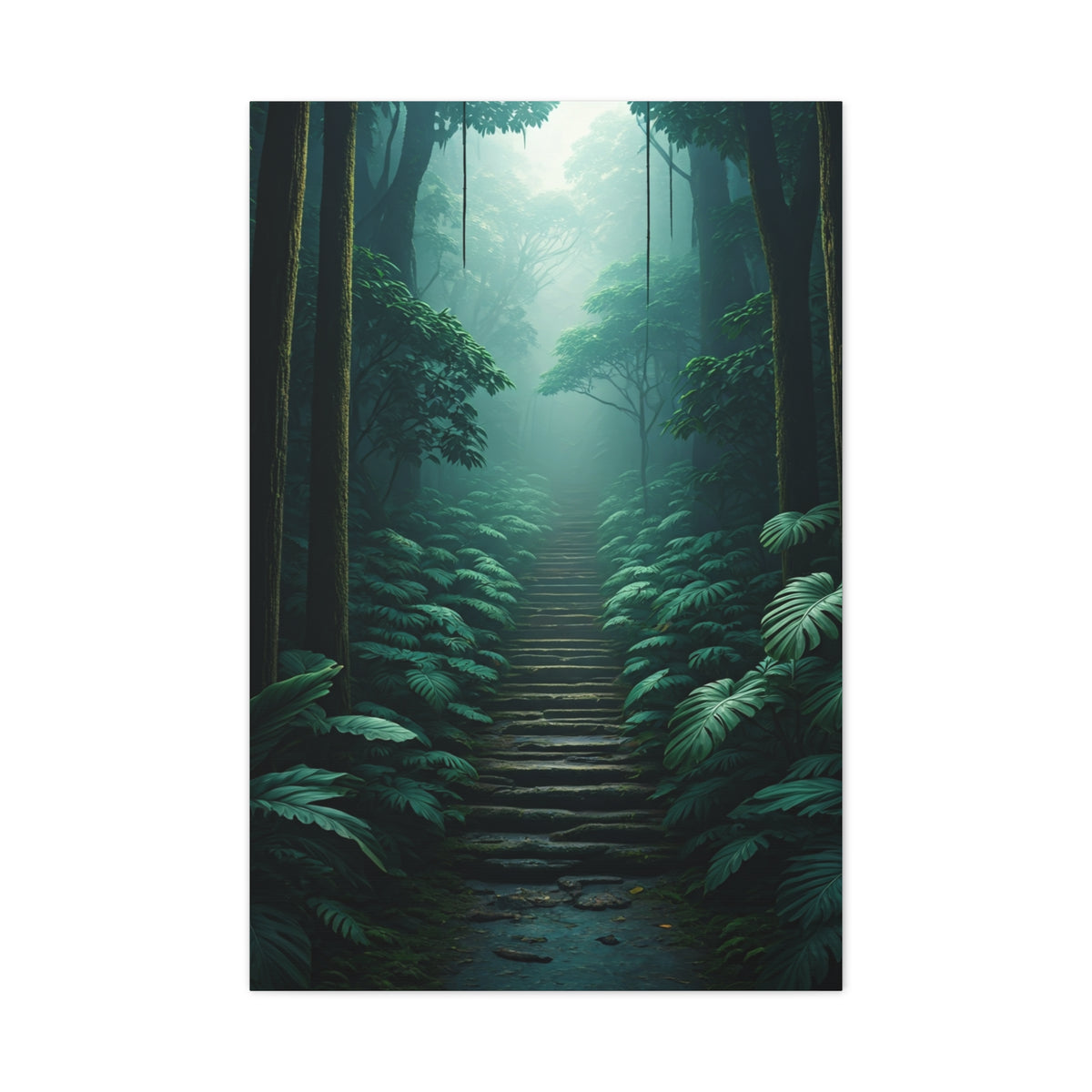 Misty Forest Stairway Path Wall Art & Canvas Prints
