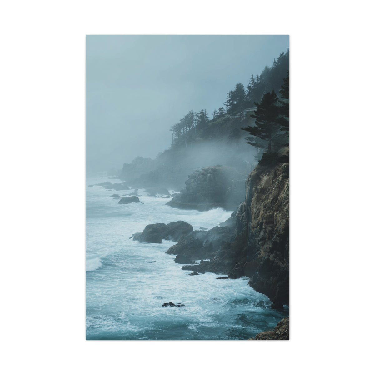 Foggy Coastal Cliffs on Quiet Morning Wall Art & Canvas Print