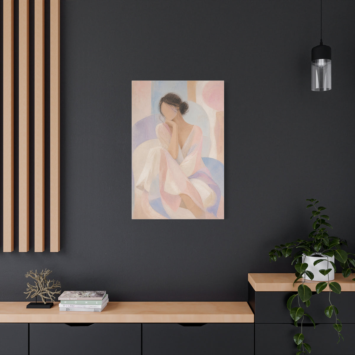 Seated Figure in Pastel Tones Wall Art & Canvas Print