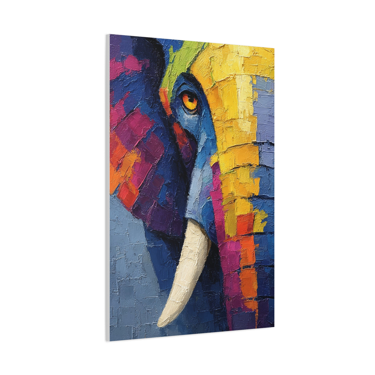 Abstract Color Elephant Impasto Wall Art & Canvas Print
