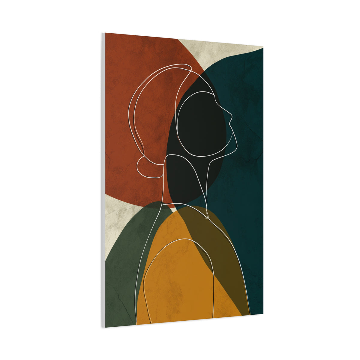 Minimalist Line Portrait with Modern Color Shapes Wall Art & Canvas Print