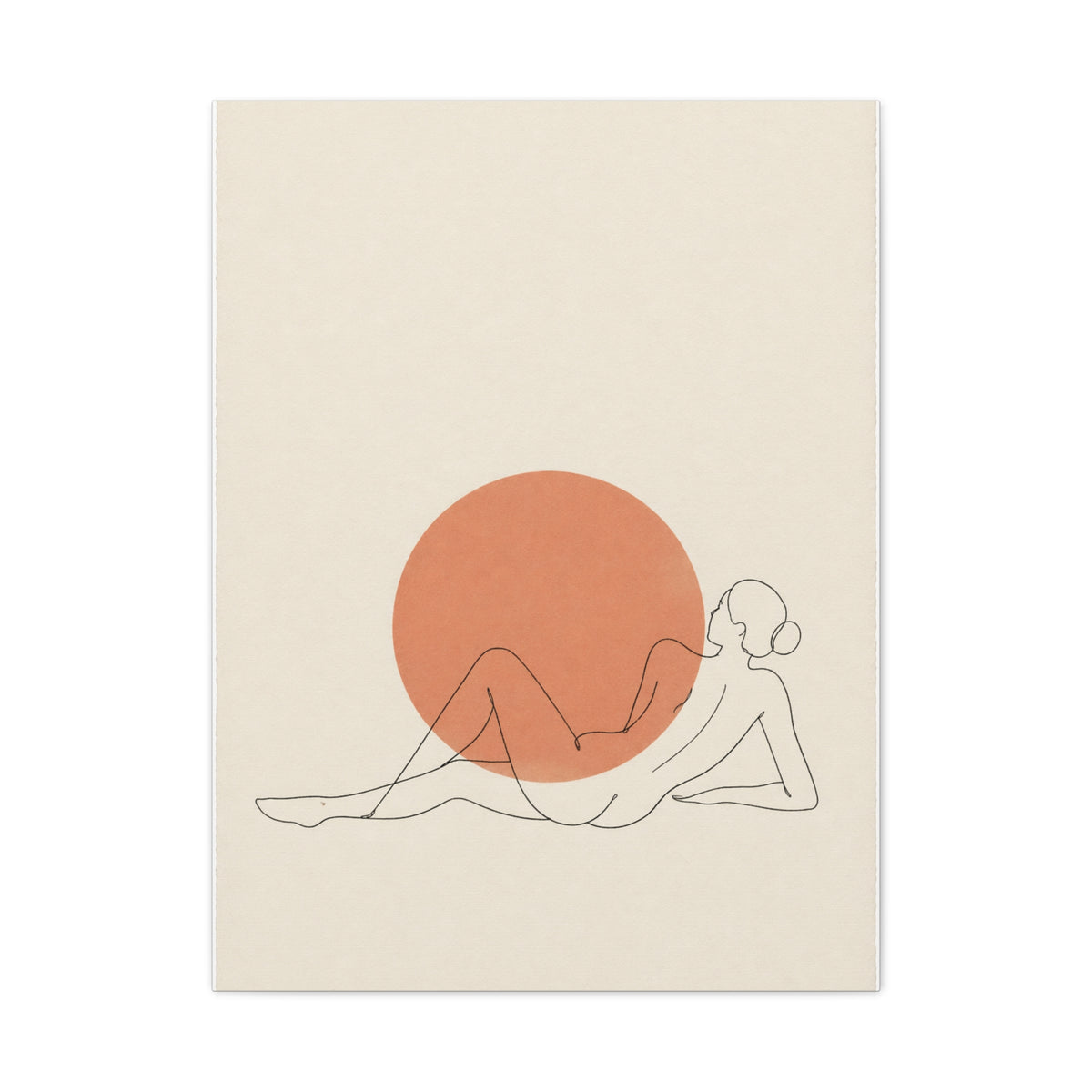 Reclining Line Figure Sun Composition Wall Art & Canvas Print