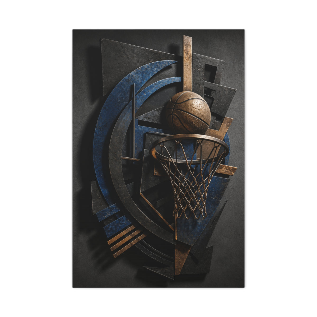 Layered Metal Basketball Sculpture Sports Wall Art & Canvas Print