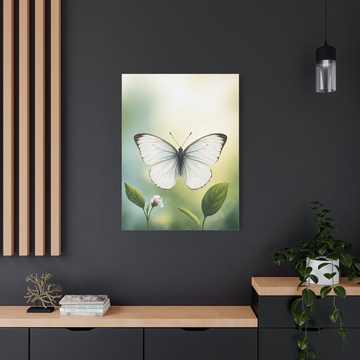 White Butterfly Botanical Serenity Wall Art & Canvas Prints