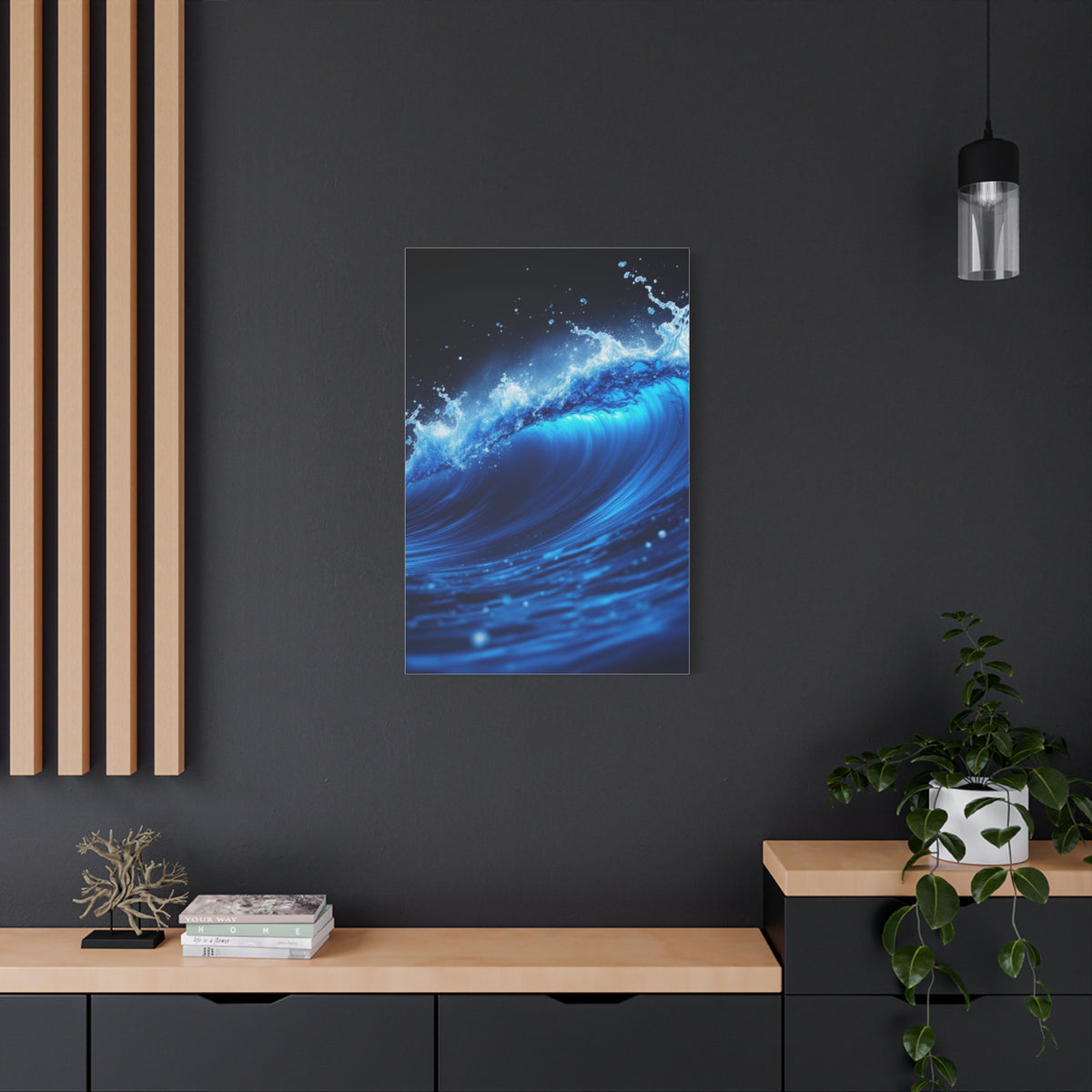 Powerful Ocean Wave in Electric Blue Motion Wall Art & Canvas Prints
