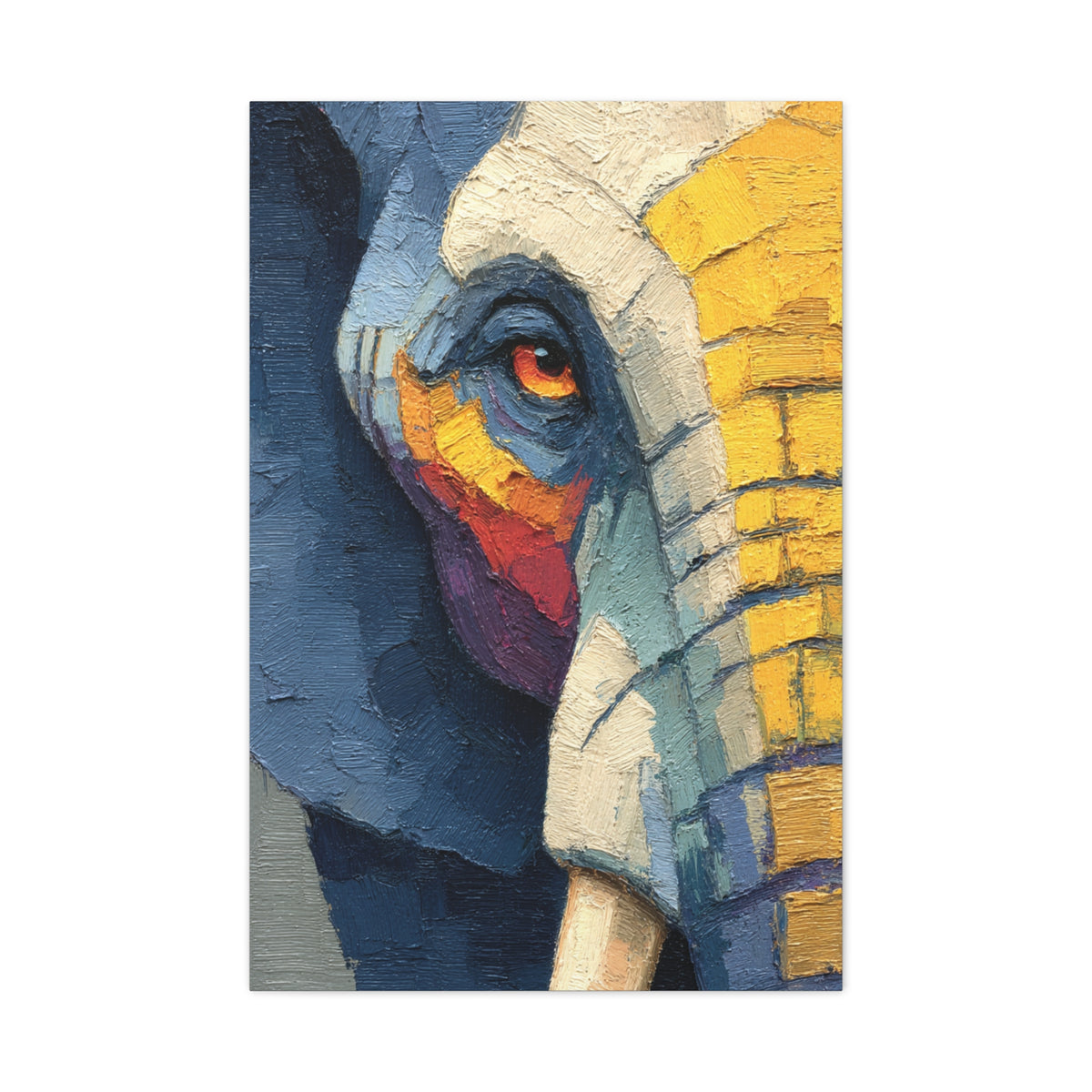 Expressive Oil Impasto Elephant Close-Up Wall Art & Canvas Print
