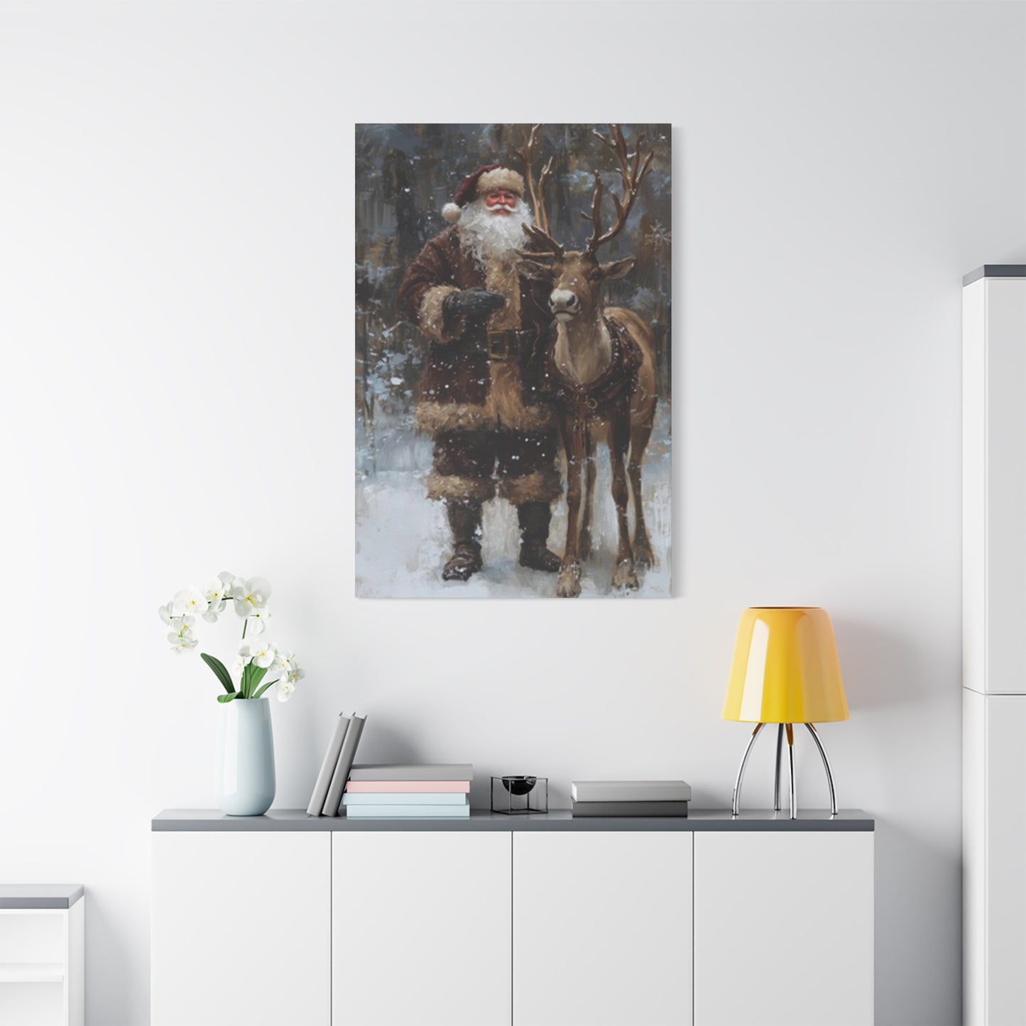 Santa Claus And Reindeer Photo Wall Art & Canvas Prints