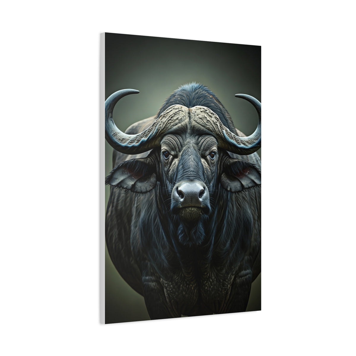 Dark Forest Buffalo with Dramatic Shadow Contrast Wall Art & Canvas Print
