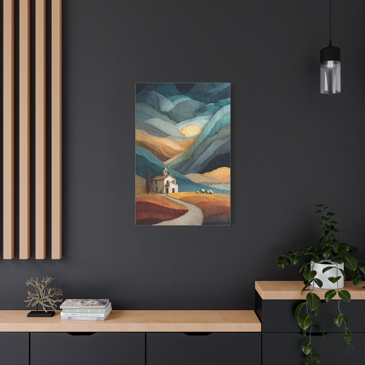 Abstract Farmhouse Landscape Composition Wall Art & Canvas Print
