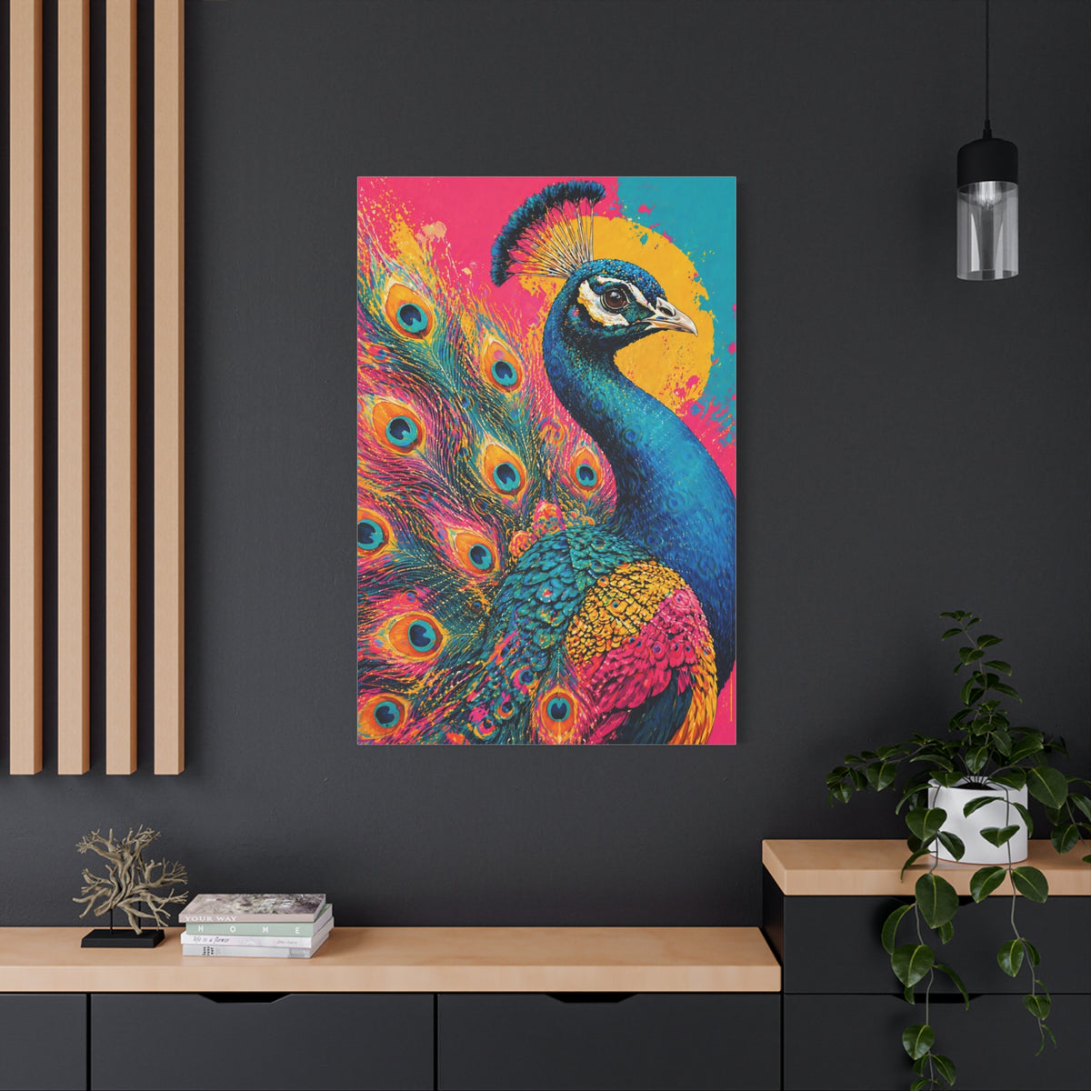 Vibrant Pop Art Peacock Statement Wall Art & Canvas Print