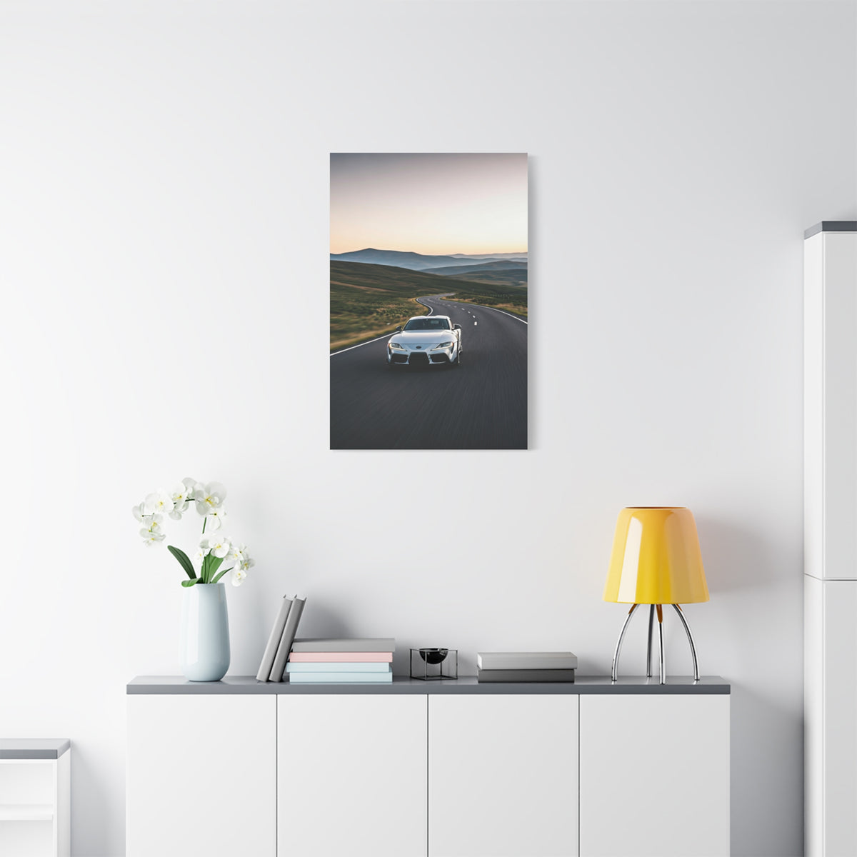Toyota GR Supra Sunrise Scenic Road Wall Art & Canvas Prints