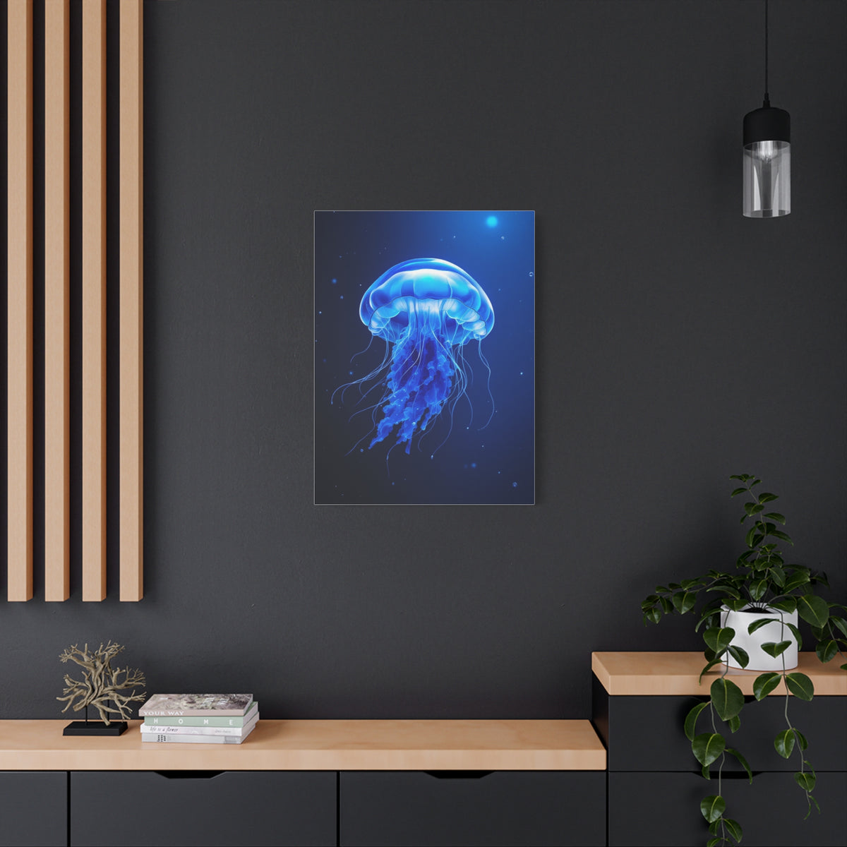 Glowing Jellyfish in Midnight Blue Waters Wall Art & Canvas Prints