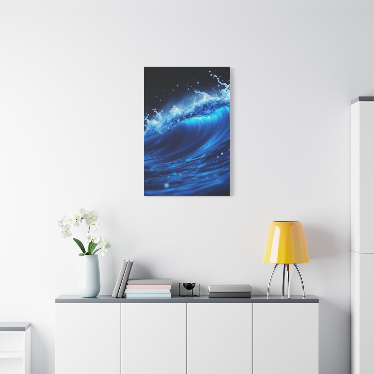 Powerful Ocean Wave in Electric Blue Motion Wall Art & Canvas Prints