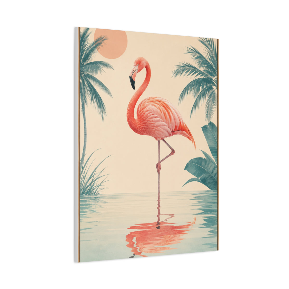 Minimal Flamingo Sunset Reflection Tropical Wall Art & Canvas Print