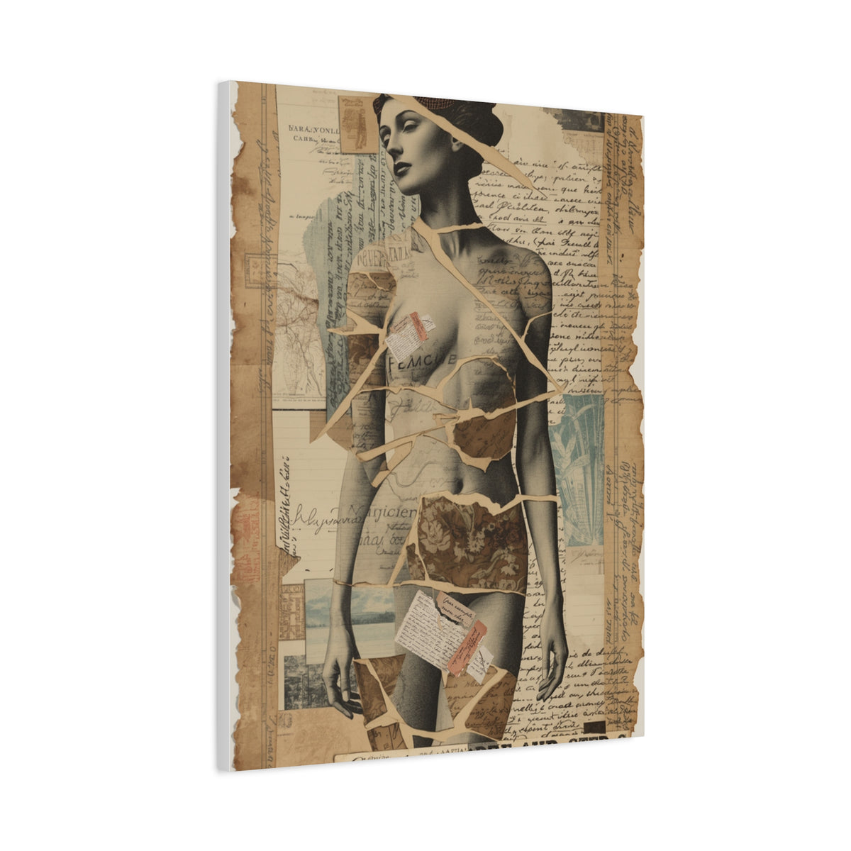Mixed Media Collage Figure Wall Art & Canvas Print