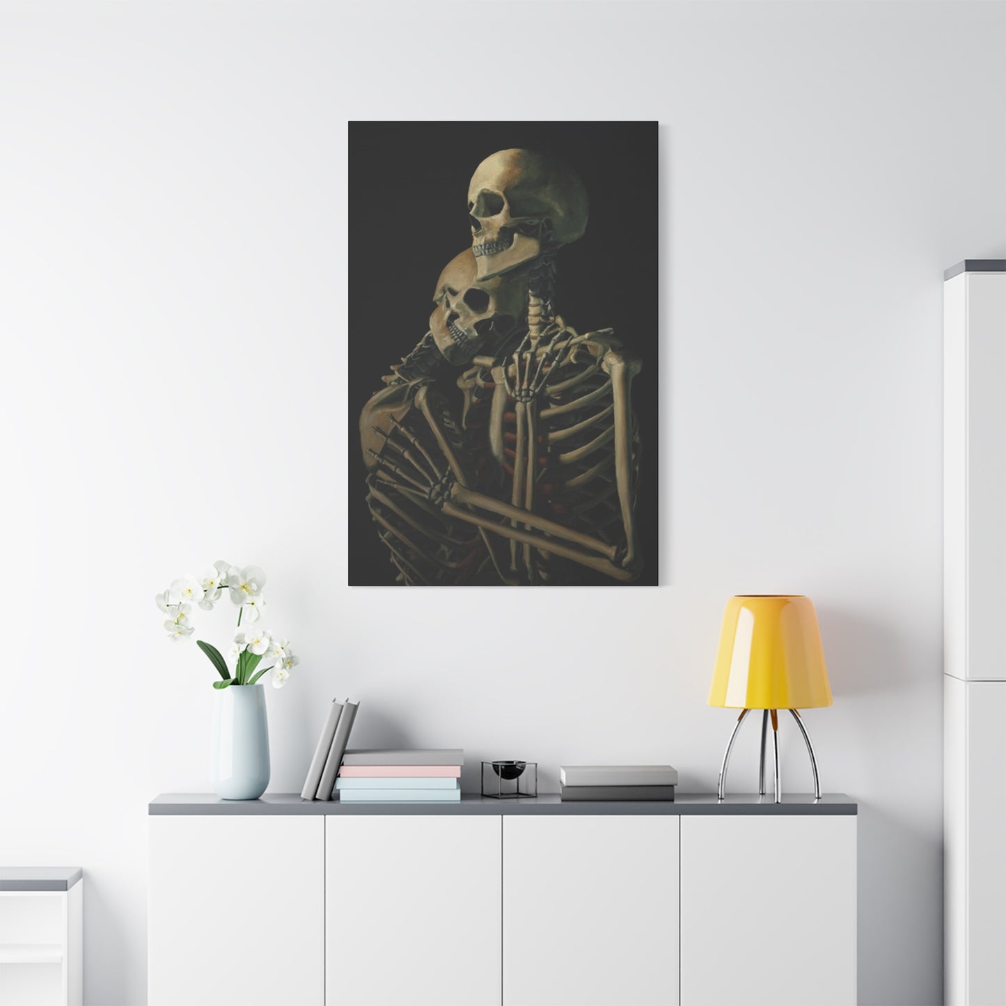 Skeleton Couple Hugging Wall Art & Canvas Prints