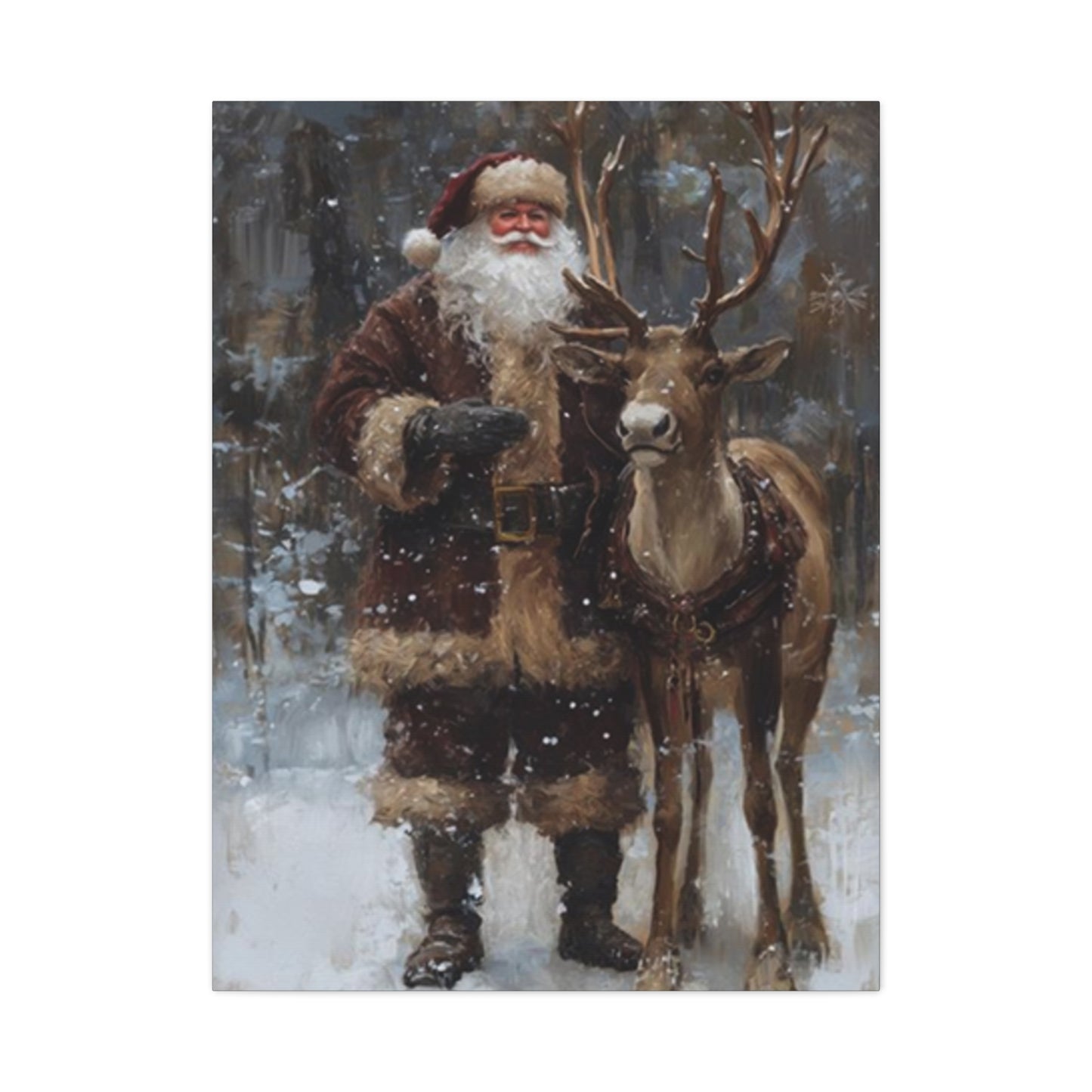 Santa Claus And Reindeer Photo Wall Art & Canvas Prints