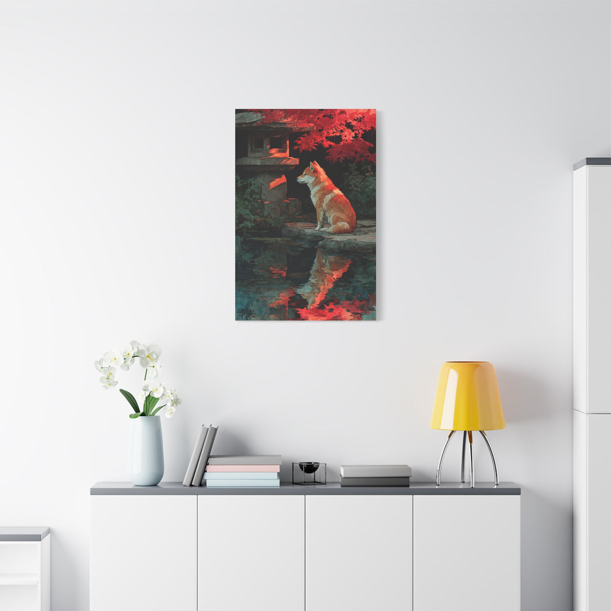 Shiba Inu Kyoto Garden Reflection Wall Art & Canvas Print