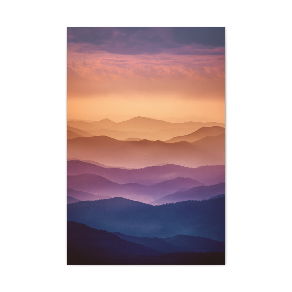 Layered Sunset Mountain Landscape Wall Art & Canvas Print