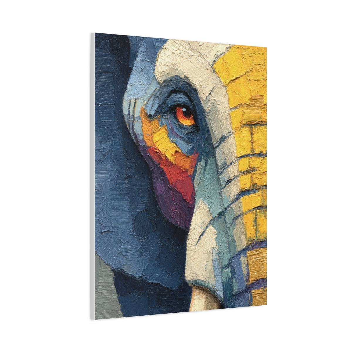 Expressive Oil Impasto Elephant Close-Up Wall Art & Canvas Print