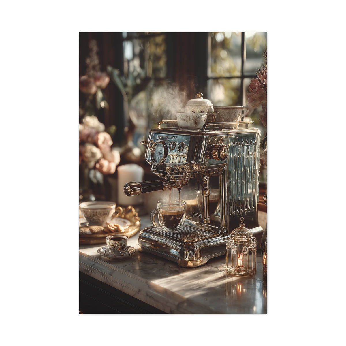 Luxury Espresso Machine Café Scene Wall Art & Canvas Print