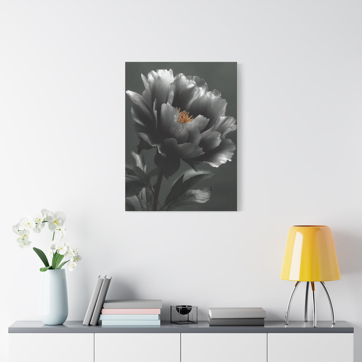 Silver Peony Fine Art Floral Wall Art & Canvas Print