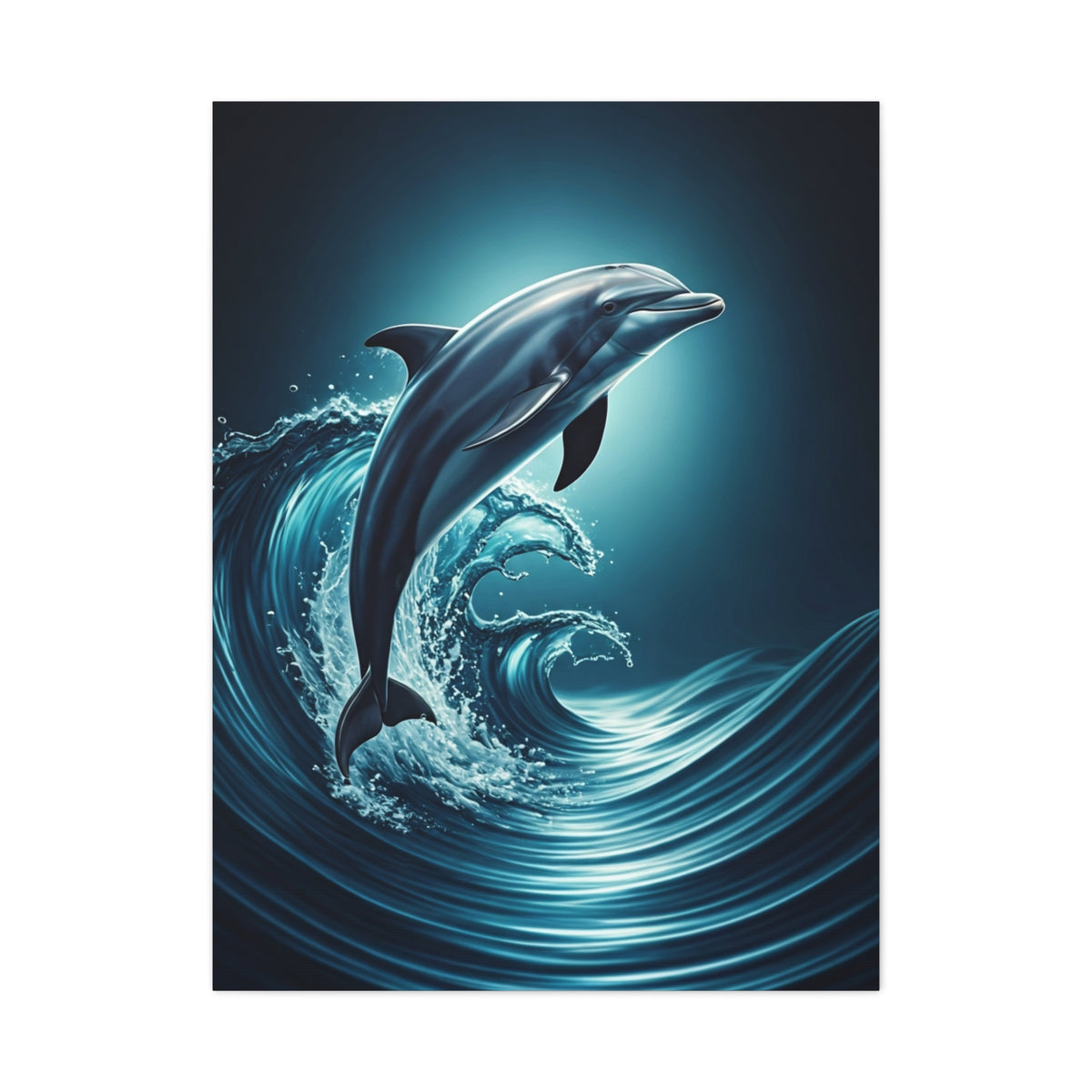 Dolphin Leaping Through Blue Ocean Waves Wall Art & Canvas Prints