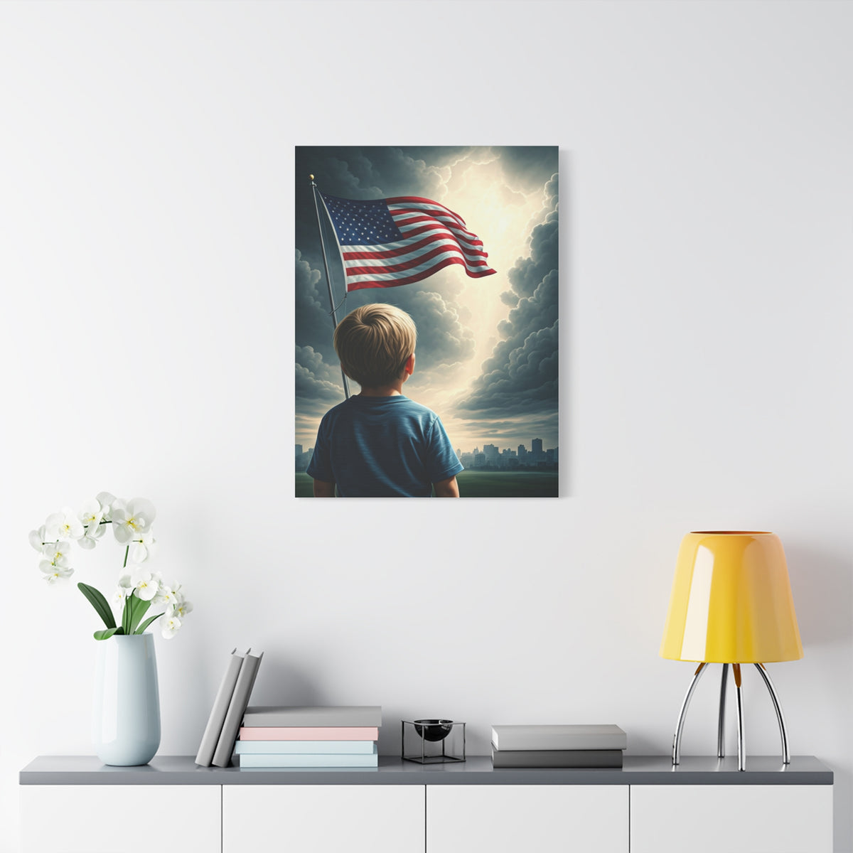 Child Watching the Flag of Tomorrow Wall Art & Canvas Prints
